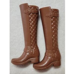 Barbie Doll Shoes Fashionistas Brown Riding Fashion Boots Tall Flat Feet Mattel
